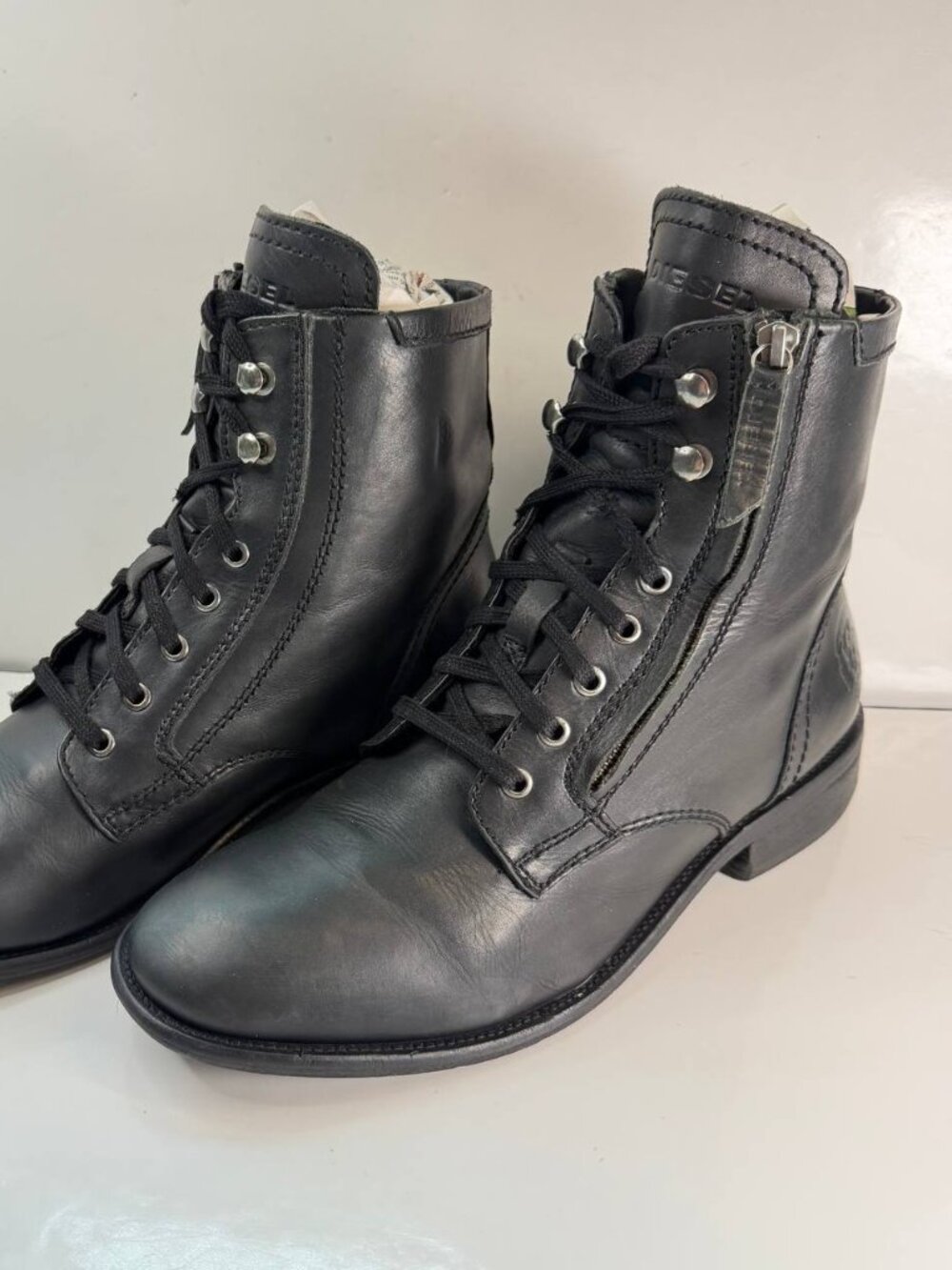 Diesel Leather Lace-Up Boots – Size EU 45 (US 11.5) – Black